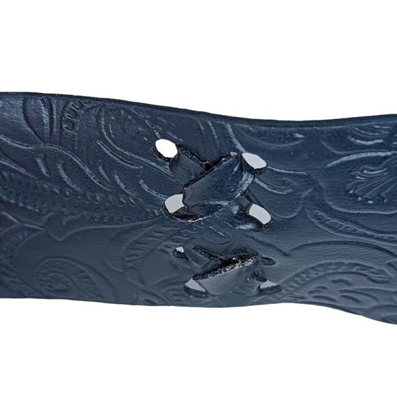 Black Leather Boho Belt Fringe Tassel Silver Metal Rings - Picture 10 of 10